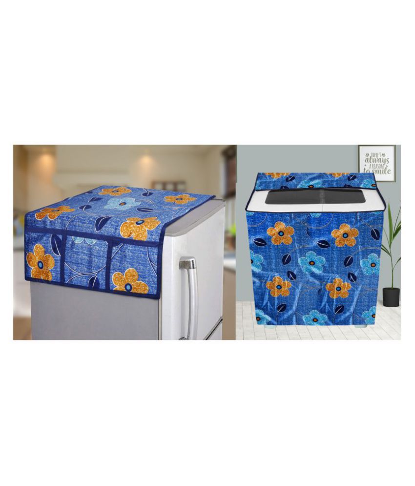     			E-Retailer Set of 2 Polyester Yellow Washing Machine Cover for Universal Semi-Automatic