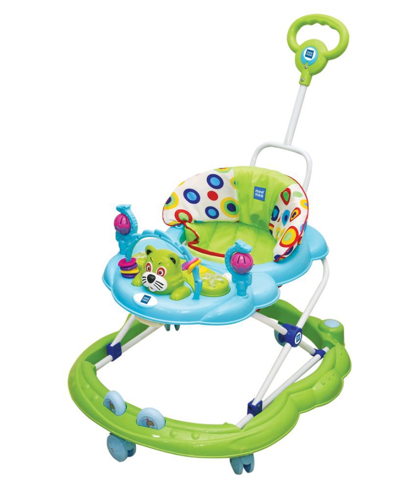     			Mee Mee Simple Steps Baby Walker with Push Handle, Foot Mat & Musical Activity Tray Safe & Sturdy (Green)
