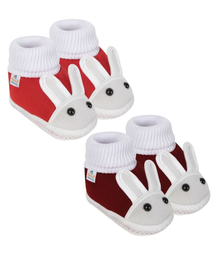     			Neska Moda Baby Unisex Set Of 2 Pair Booties for 0 to 3 Months (Red,Red) -BT368andBT372