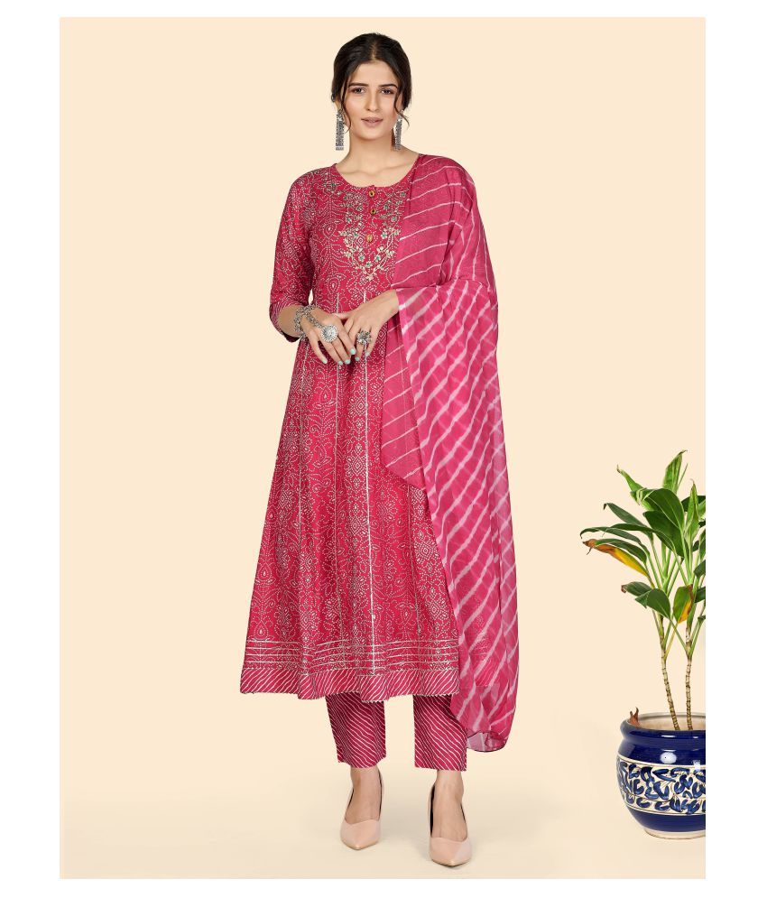     			Vbuyz - Red A-line Cotton Women's Stitched Salwar Suit ( Pack of 1 )