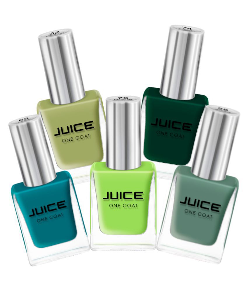     			Juice SEA GREEN,PEAR,GLEE GREEN,MINT,LIME Nail Polish 28,32,65,74,79 Green Glossy Pack of 5 55 mL