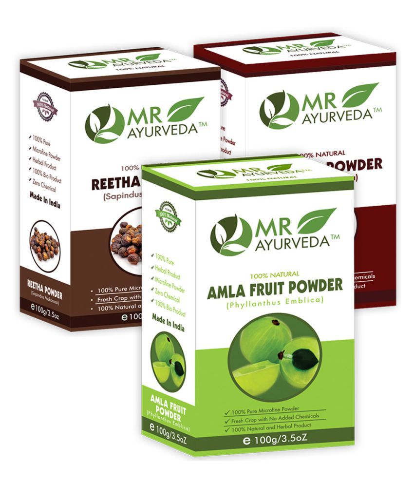     			MR Ayurveda 100% Herbal Reetha, Shikakai & Amla Powder Hair Scalp Treatment 300 g Pack of 3