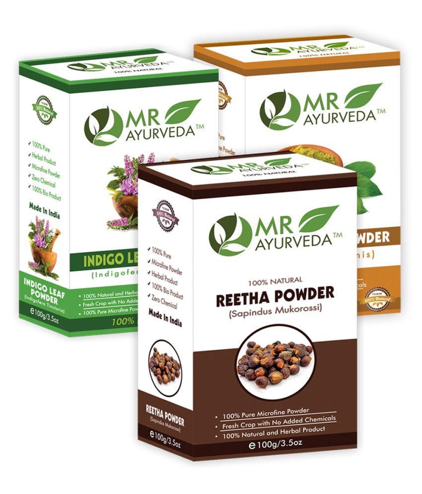     			MR Ayurveda 100% Organic Reetha, Indigo & Henna Powder Hair Scalp Treatment 300 g Pack of 3