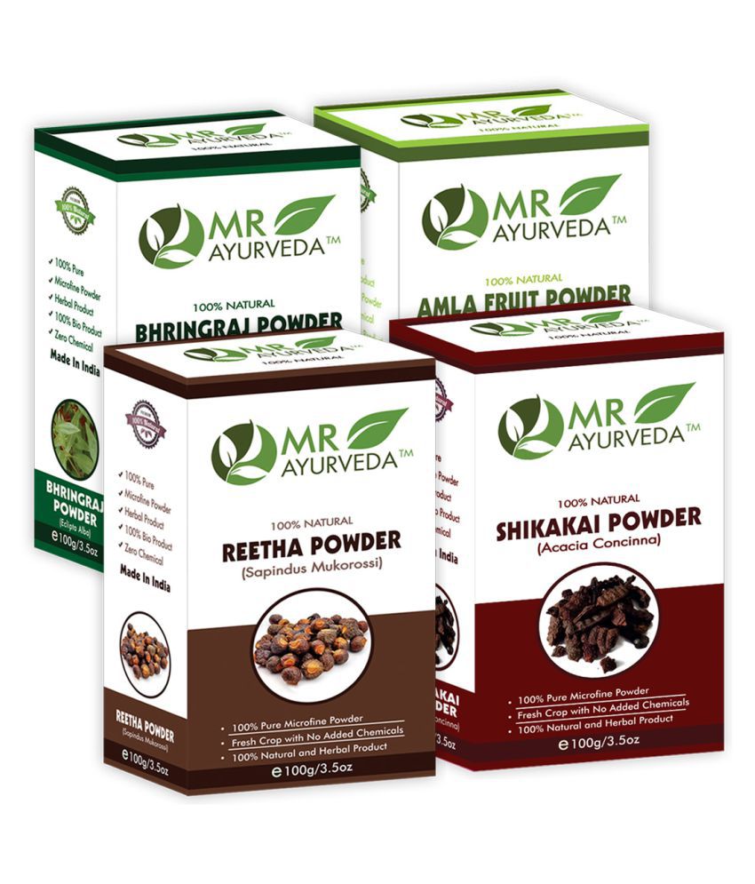     			MR Ayurveda Bhringraj, Amla, Reetha & Shikakai Powder Hair Scalp Treatment 400 g Pack of 4