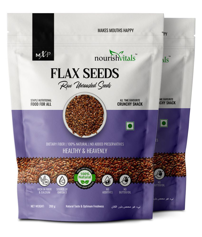NourishVitals Flax Seeds 200 g Pack of 2