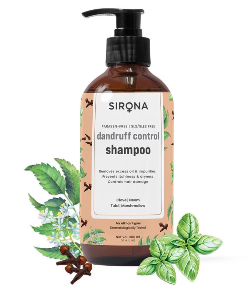 Sirona Marshmallow & Clove Anti Dandruff Shampoo with Neem & Tulsi for Men & Women - 300 ml | Paraben Free & SLS Free