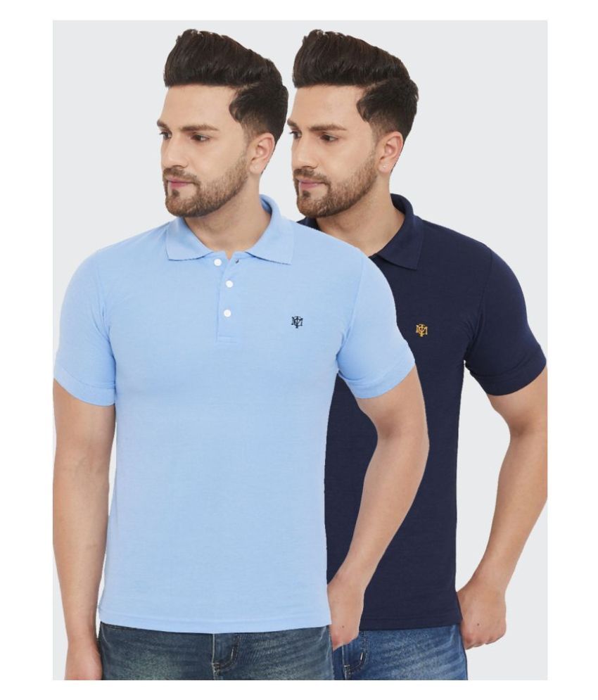     			The Million Club Pack of 2 Polyester Regular Fit Solid Half Sleeves Men's Polo T Shirt ( Blue )