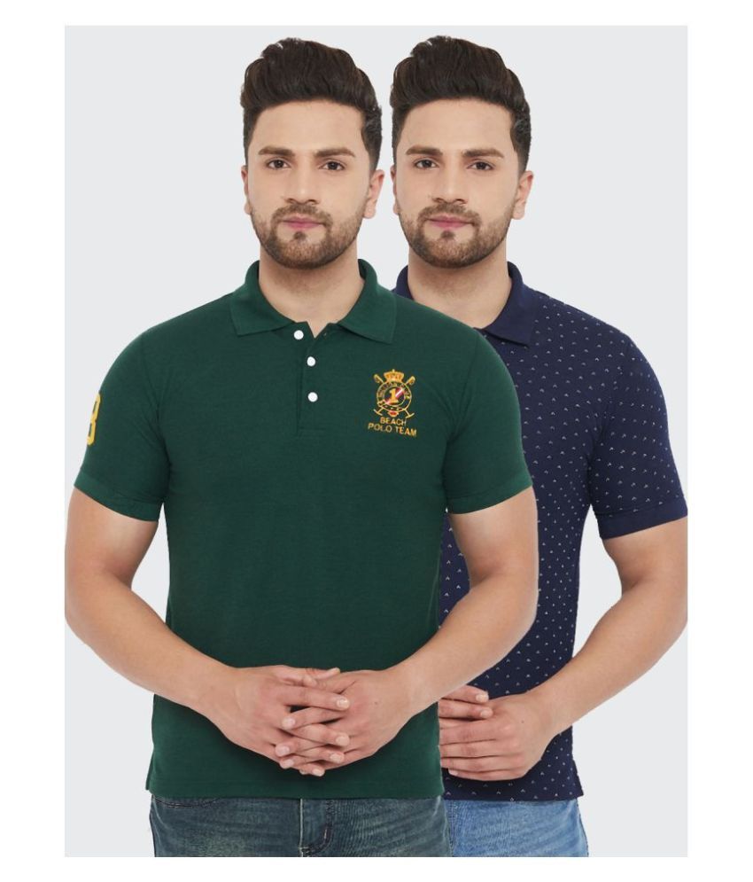     			The Million Club Pack of 2 Polyester Regular Fit Solid Half Sleeves Men's Polo T Shirt ( Green )