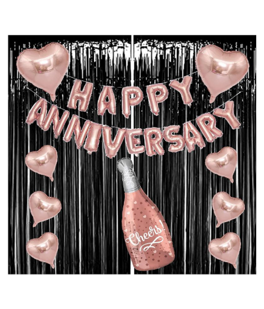     			Blooms Event Rose Gold Cheers Foil  Happy Anniversary Combo set