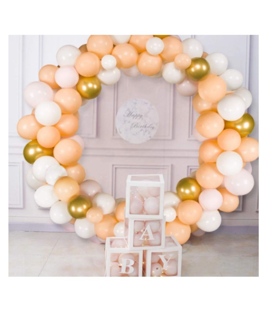     			Blooms Event Rose Gold, White and Golden Metallic Balloons Pack of 50