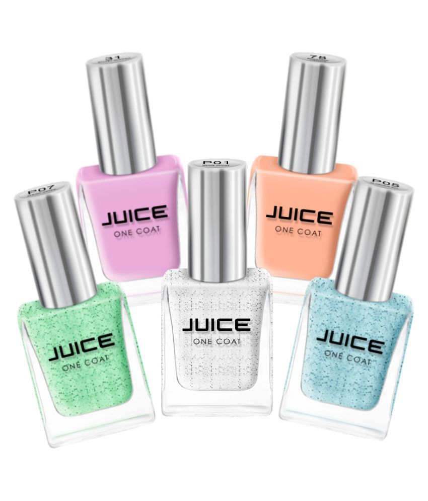     			Juice WHITE,BLUE,SPRING GREEN,PINK,ORANGE Nail Polish P01,P05,P07,31,78 Multi Glossy Pack of 5 55 mL