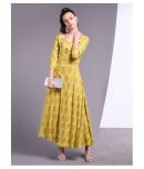 Doriya - Yellow Rayon Women's Flared Kurti