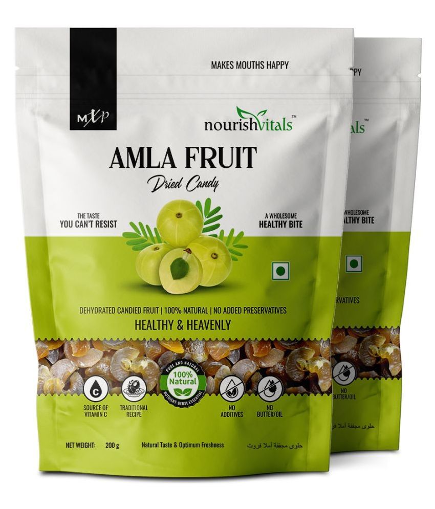     			NourishVitals Amla Fruit Dried Candy, 200g x Pack of 2 - 100% Natural, No Added Preservatives, Source of Vitamin C, Traditional Recipe