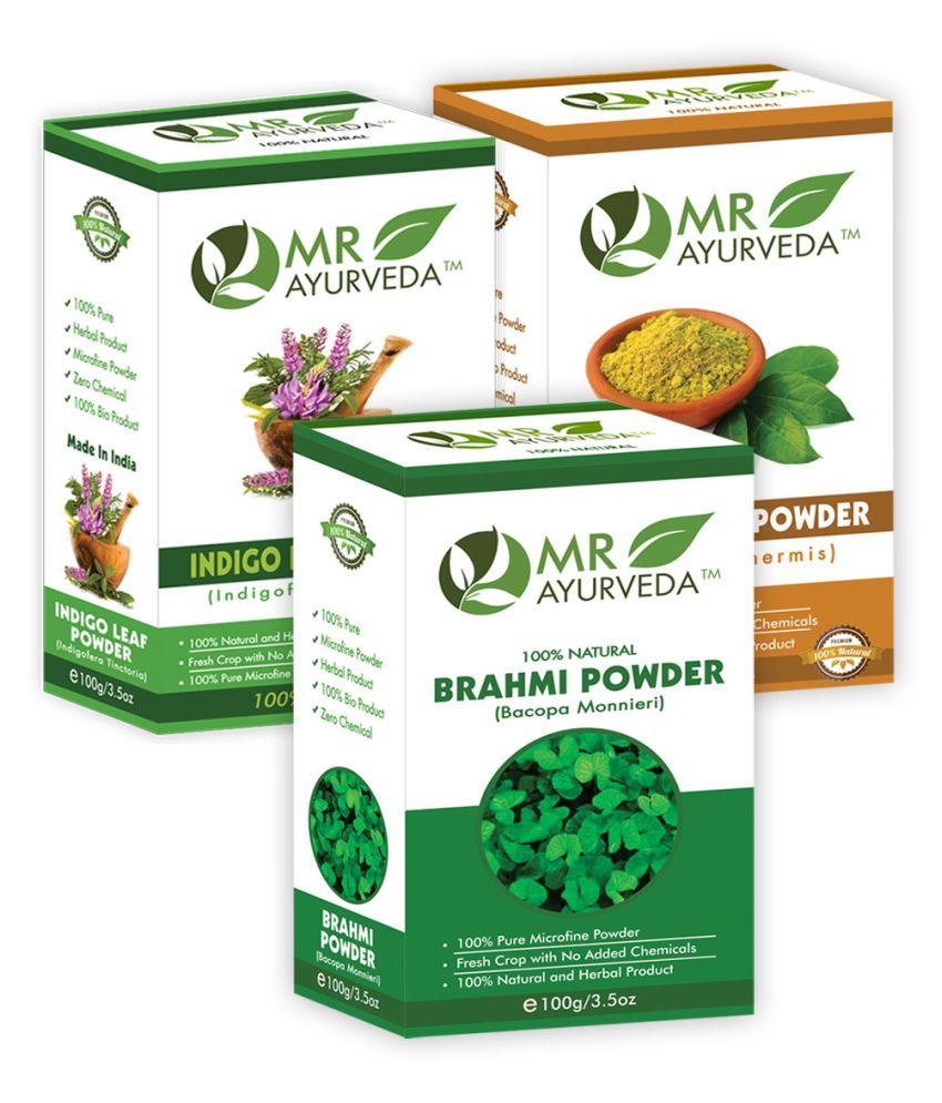     			MR Ayurveda 100% Natural Brahmi, Indigo & Henna Powder Hair Scalp Treatment 300 g Pack of 3