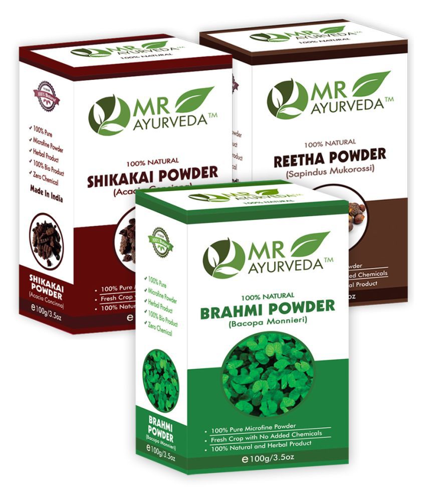     			MR Ayurveda 100% Pure Brahmi, Shikakai & Reetha Powder Hair Scalp Treatment 300 g Pack of 3