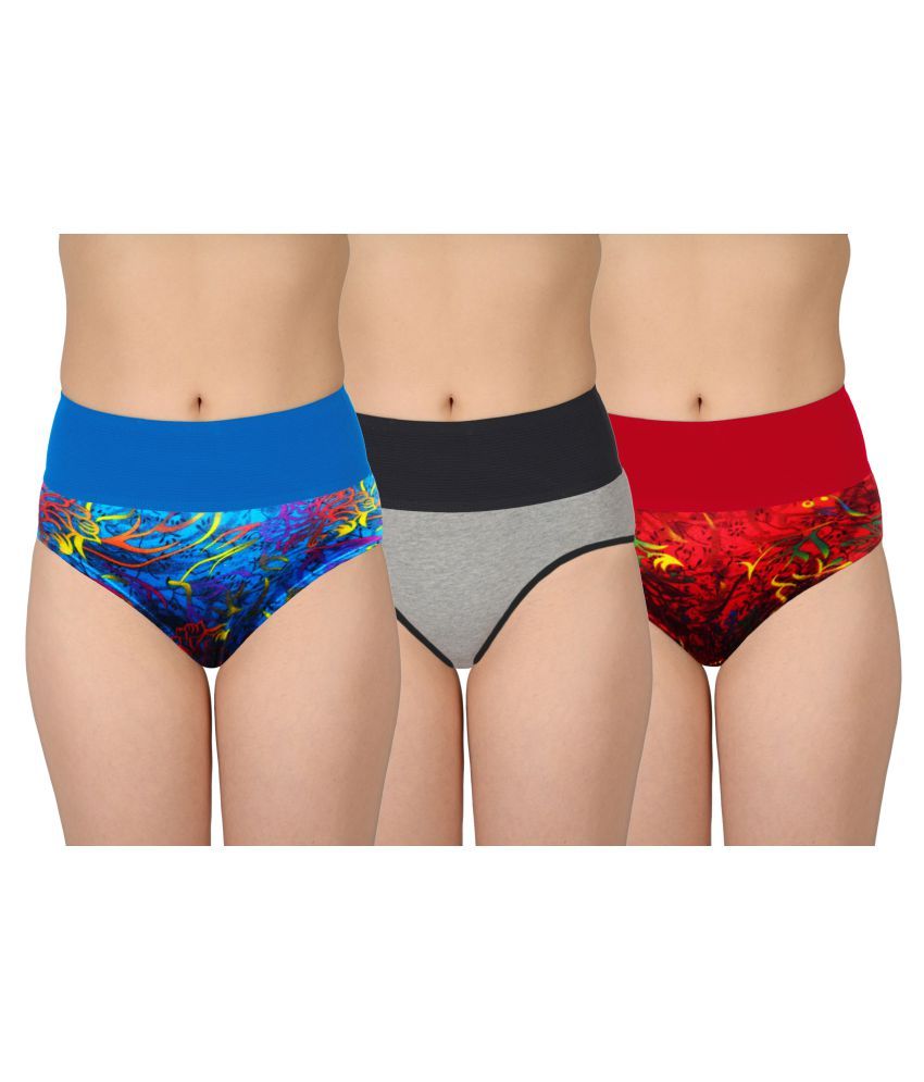     			Madam Pack of 3 Cotton Lycra Women's Hipsters ( Multi Color )