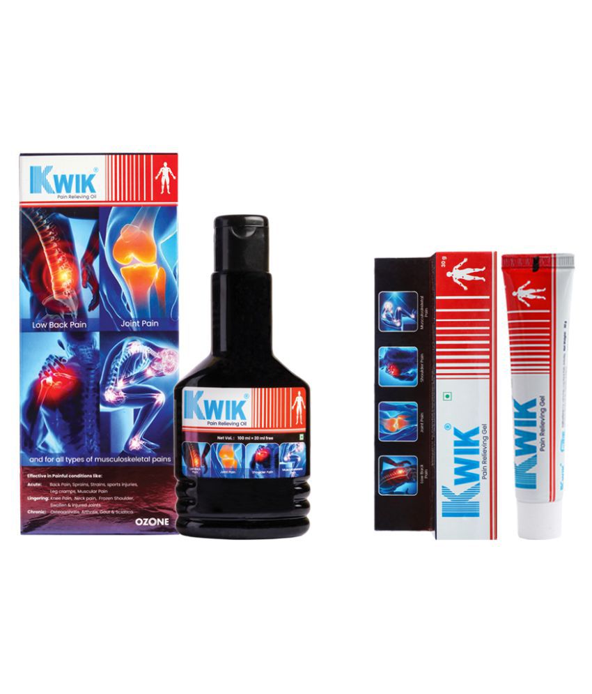     			KWIK Pain Relief Combo of Oil 120ml & Gel 30g, For Joint, Back, Knee, Shoulder & Muscle Pain