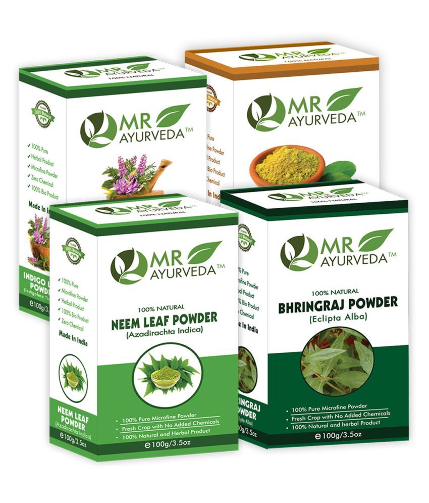     			MR Ayurveda Neem, Bhringraj, Indigo and Henna Powder Hair Scalp Treatment 400 g Pack of 4