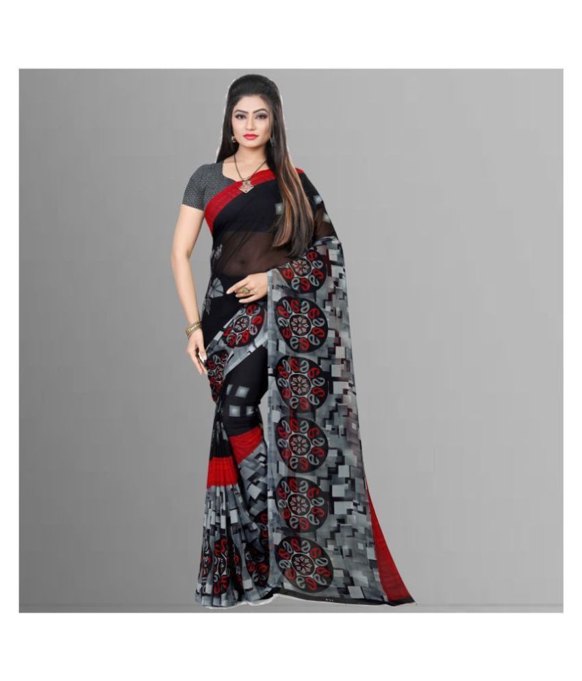     			ANAND SAREES Black Georgette Saree - Single