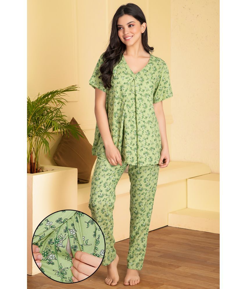     			Clovia Rayon Nightsuit Sets - Green Pack of 2