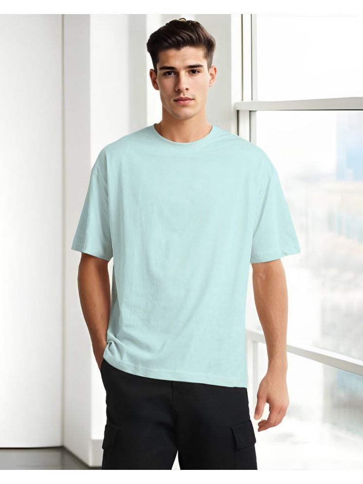     			GESPO Cotton Oversized Fit Printed Half Sleeves Men's Round T-Shirt - Aqua Blue ( Pack of 1 )