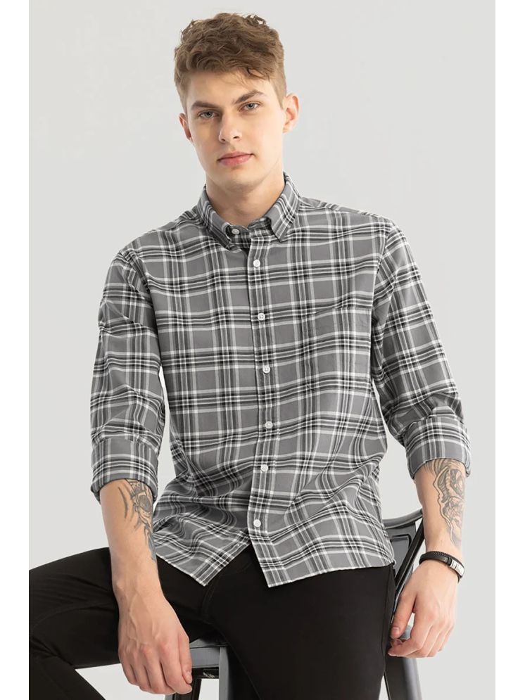     			U TURN Cotton Blend Slim Fit Checks Full Sleeves Men's Casual Shirt - Grey ( Pack of 1 )