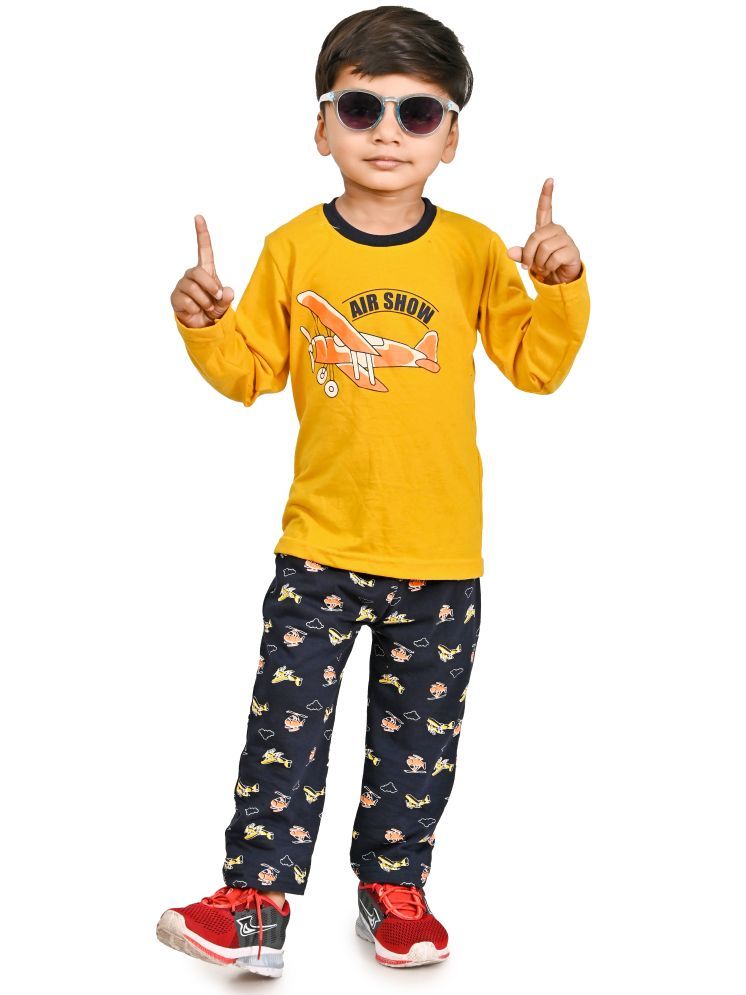     			Chandrika Pack of 1 Boys Cotton Blend T-Shirts & Pants Set ( Mustard )