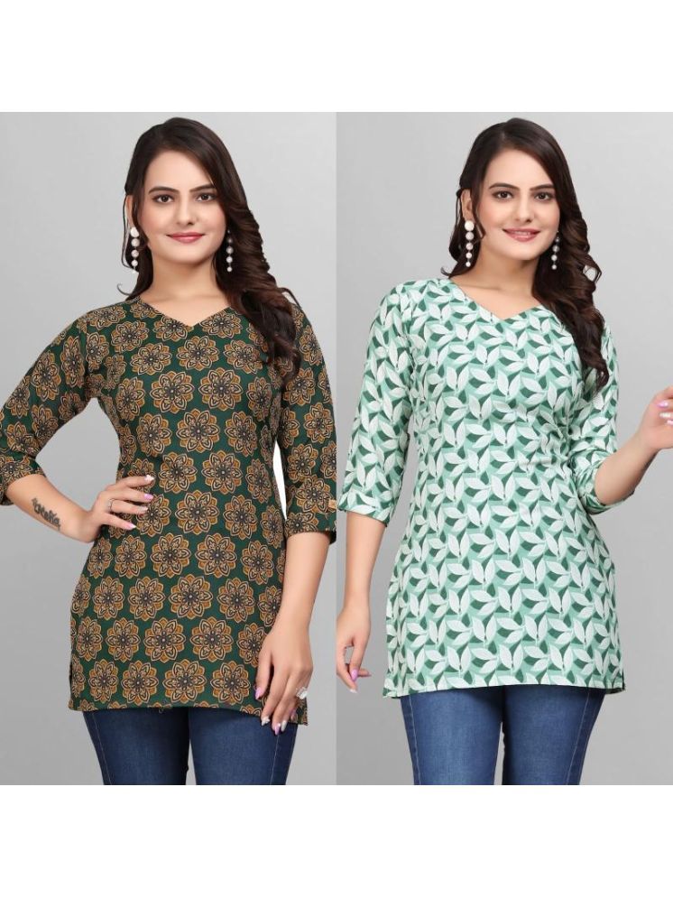     			Devakii Pack of 2 Cotton Blend Printed A-line Women's Kurti - ( Multicolor )