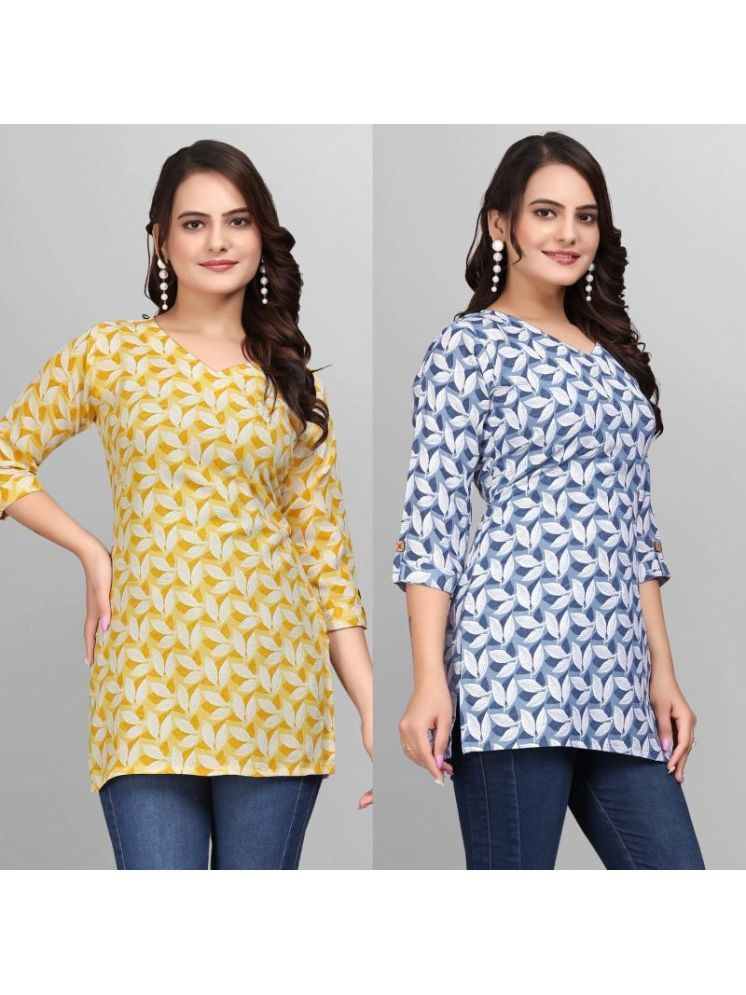     			Devakii Pack of 2 Cotton Blend Printed A-line Women's Kurti - ( Multicolor )