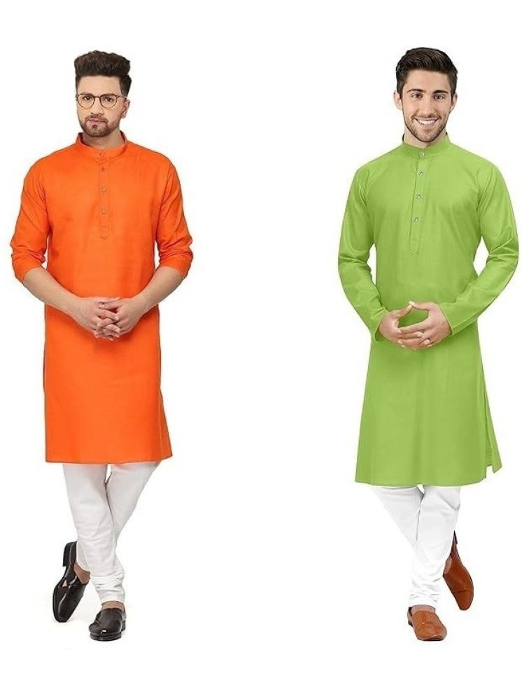     			JTG enterprises Multicolor Cotton Blend Regular Fit Men's Kurta Pyjama Set ( Pack of 2 )