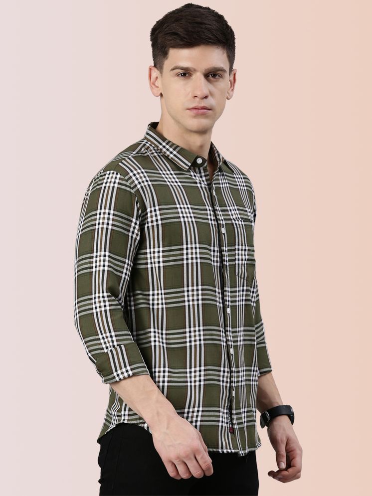     			Lucky Roger Cotton Blend Regular Fit Checks Full Sleeves Men's Casual Shirt - Sea Green ( Pack of 1 )