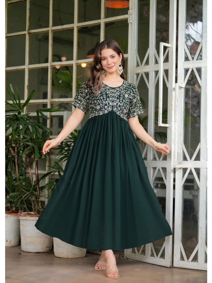     			Sitaram Designer Green Flared Georgette Women's Stitched Ethnic Gown ( Pack of 1 )