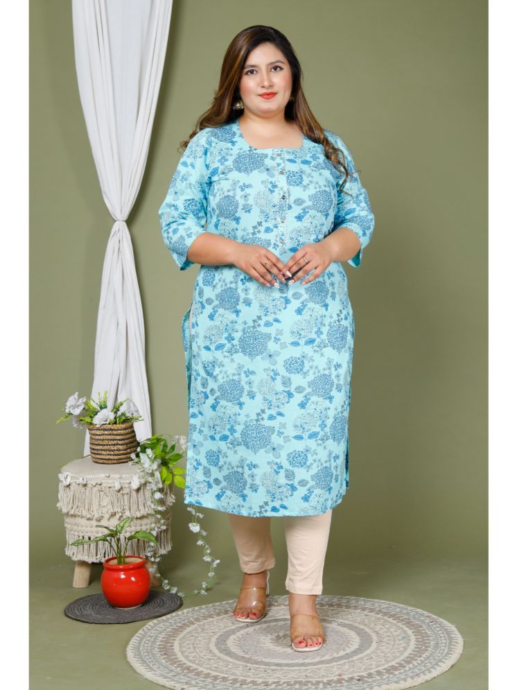     			Swasti Pack of 1 Cotton Printed Straight Women's Kurti - ( Blue )