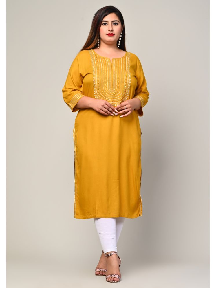     			Swasti Pack of 1 Cotton Printed Straight Women's Kurti - ( Yellow )