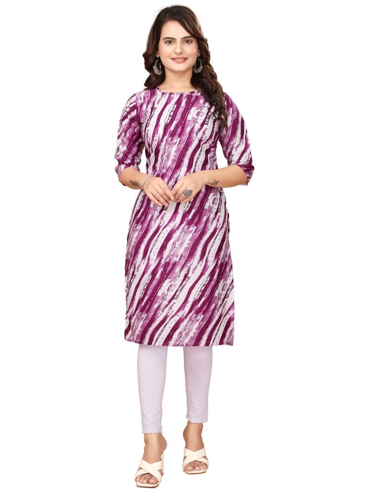     			VACHHARAJ DESIGN Pack of 1 Crepe Printed Straight Women's Kurti - ( Purple )