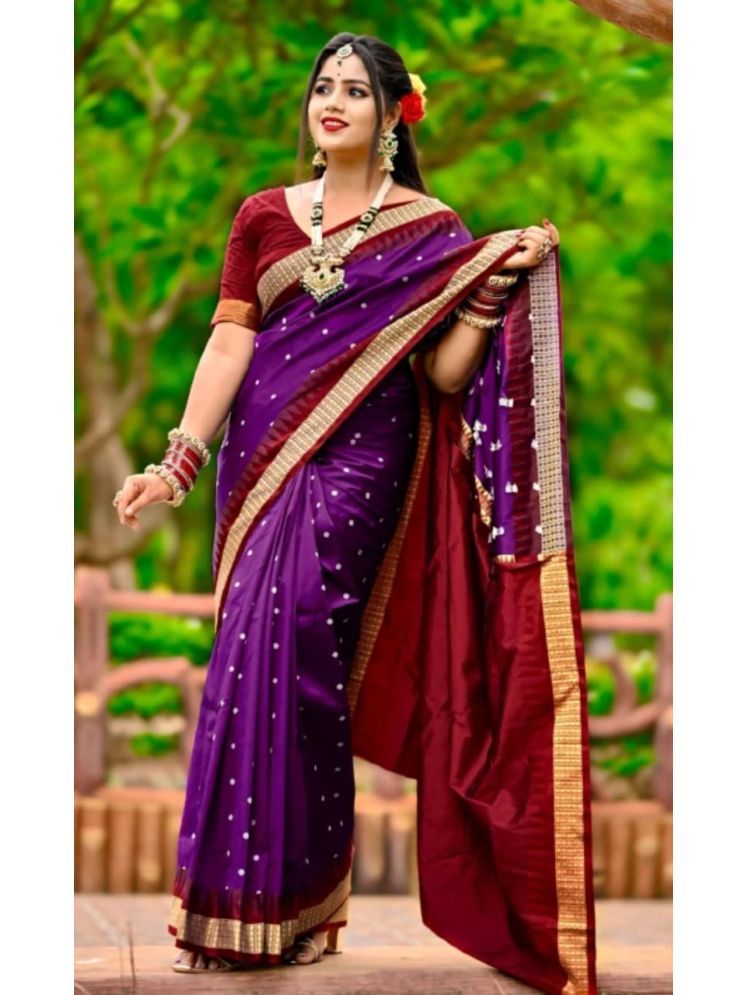     			shopeezy tex fab Pack of 1 Art Silk Woven Saree With Blouse Piece ( Magenta )