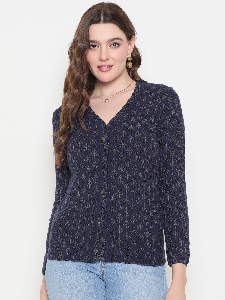     			zigo Acro Wool V Neck Women's Buttoned Cardigans - Navy ( )