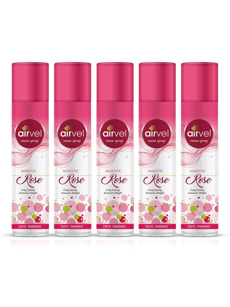     			Airvel Rose Fragrance Room Spray Air Freshener for Home, Bathroom and Car 217ml ( Pack of 5 )