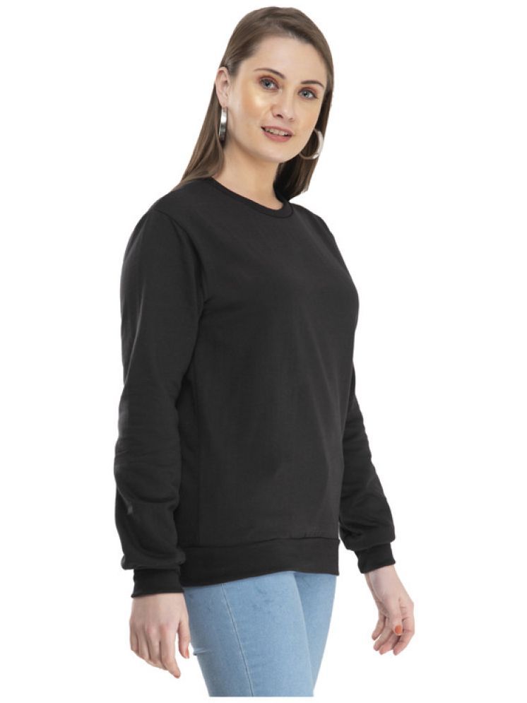     			IndiWeaves Fleece Women's Non Hooded Sweatshirt ( Black )