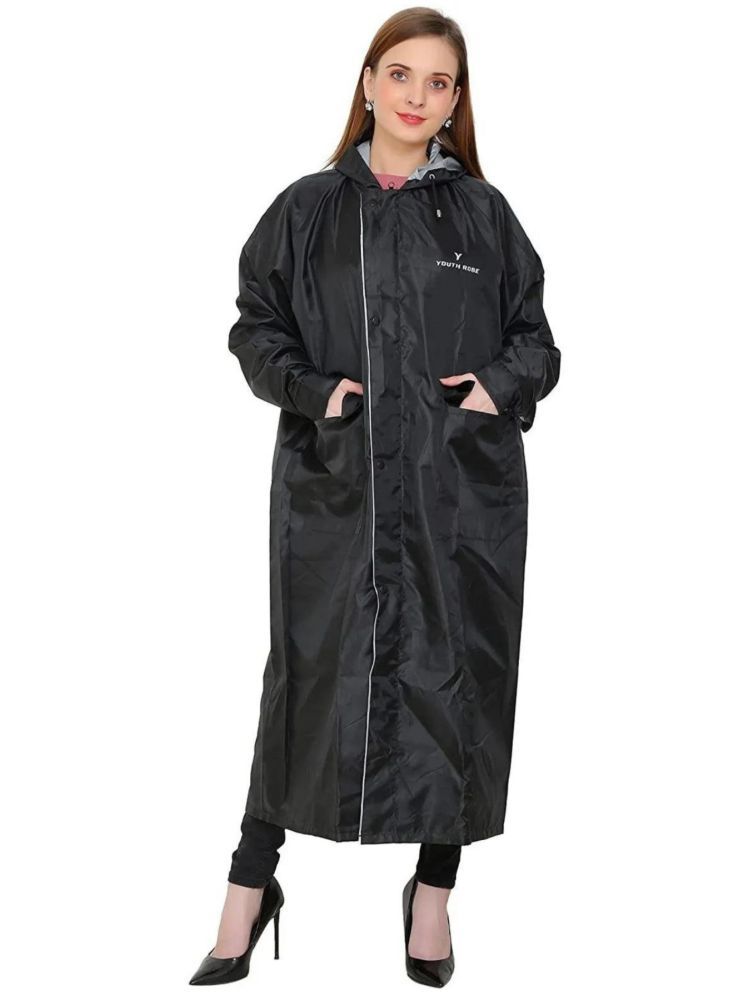     			YOUTH ROBE Long Raincoat - Black