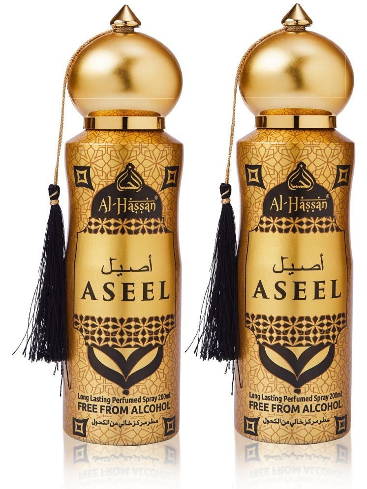     			Al - Hassan Aseel Perfume Body Spray for Unisex 400 ml ( Pack of 2 )