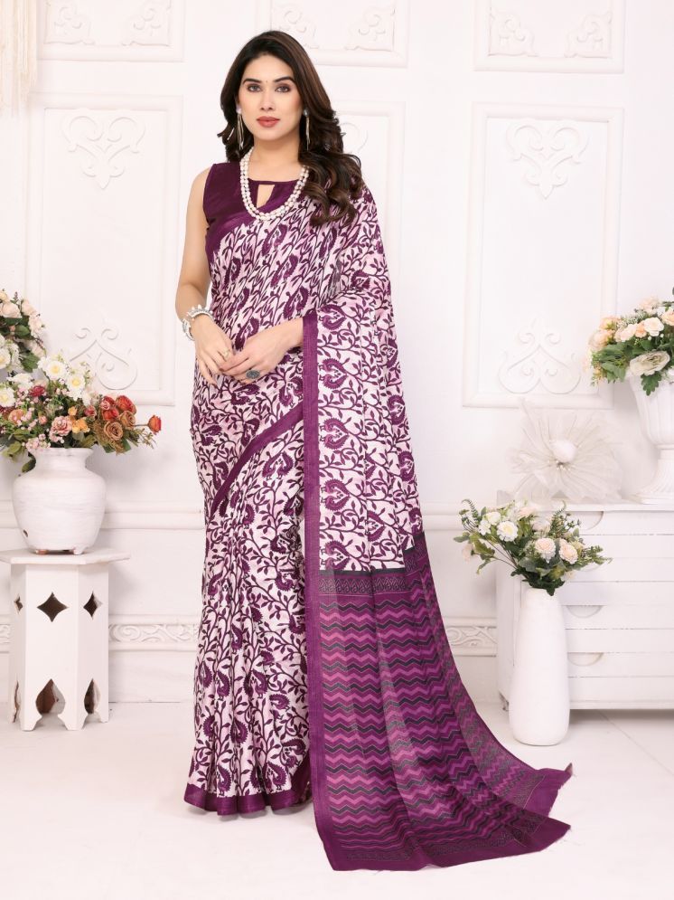     			DIKONA DESIGNER Pack of 1 Cotton Blend Printed Saree With Blouse Piece ( Purple )