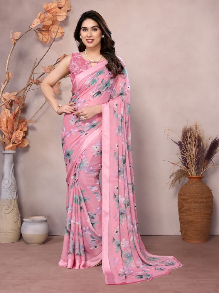     			DIKONA DESIGNER Pack of 1 Chiffon Printed Saree With Blouse Piece ( Pink )