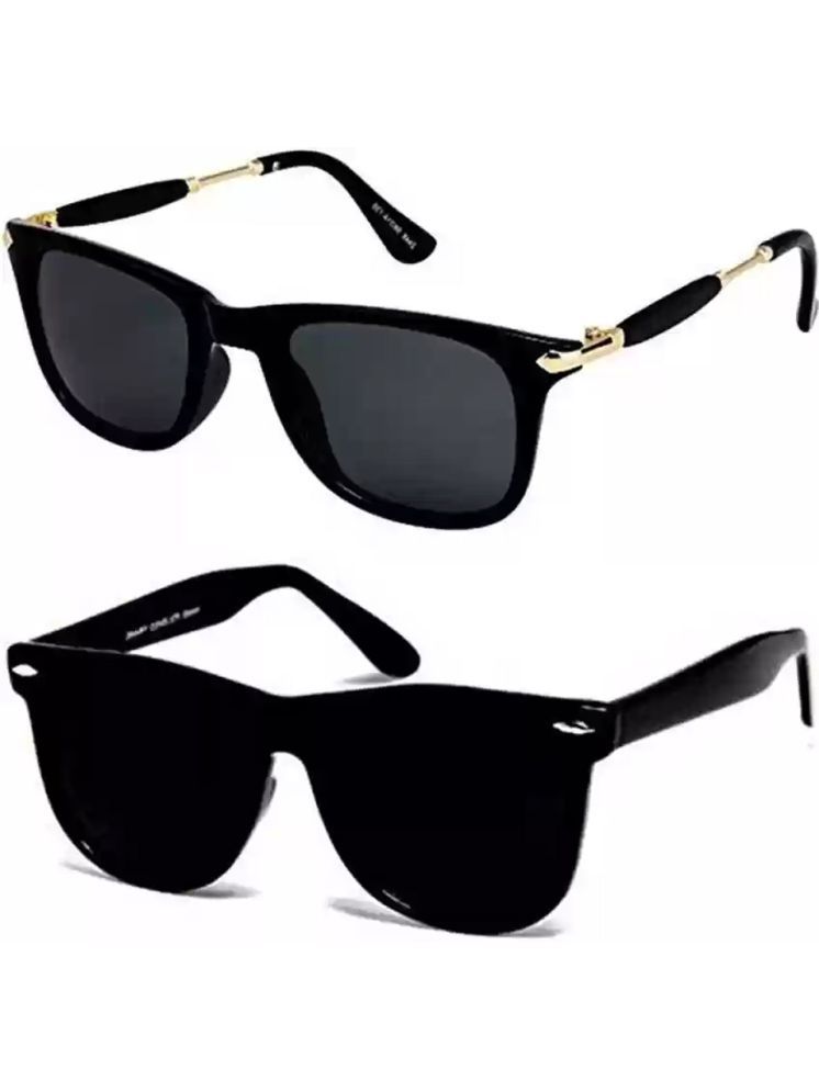     			Elligator Black Rectangular Sunglasses ( Pack of 2 )