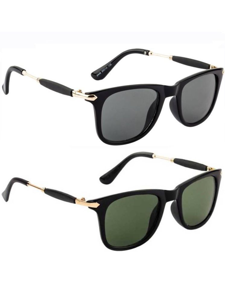     			Elligator Gold Rectangular Sunglasses ( Pack of 2 )