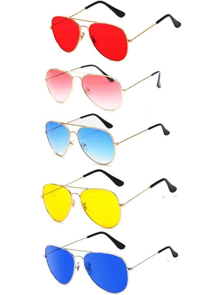     			Elligator Multicolor Rectangular Sunglasses ( Pack of 5 )