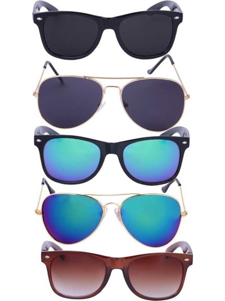     			Elligator Multicolor Rectangular Sunglasses ( Pack of 5 )