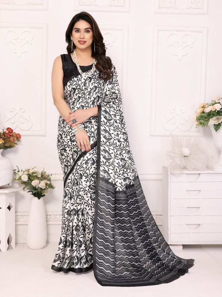     			Gazal Fashions Pack of 1 Cotton Silk Printed Saree With Blouse Piece ( Black )