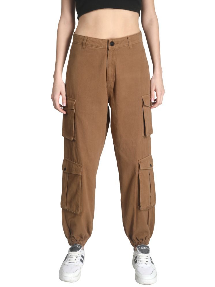     			IVOC Pack of 1 Cotton Relaxed Women's Cargo Pants ( Brown )