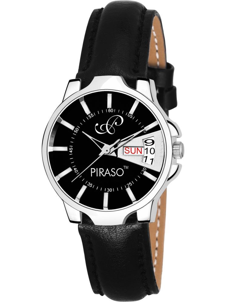     			PIRASO Black PU Analog Men's Watch